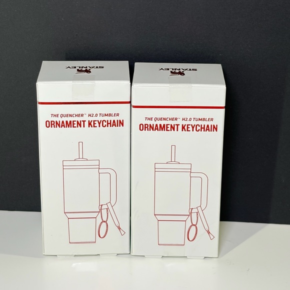 Stanley Ornament Keychain Polka Dot Frost and Strawberry Cream Twist Set BNIB - Picture 2 of 6